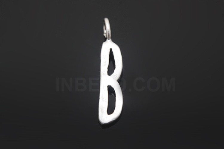 S1089-Matt Rhodium Plated-(2pcs)-Hammered Brass Initial B-Jewelry Making-Wholesale Jewelry Finding-Jewelry Supplies-Wholesale Initial, [PRODUCT_SEARCH_KEYWORD], JEWELFINGER-INBEAD, [CURRENT_CATE_NAME]