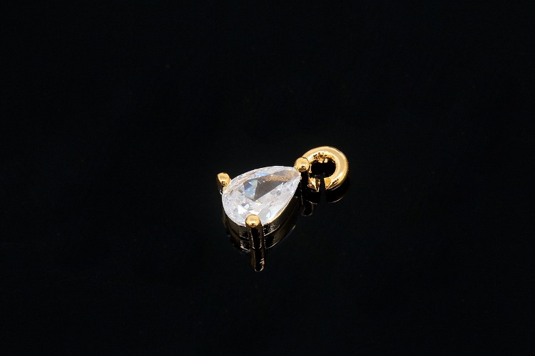 CH2062-Gold Plated-(2pcs)-Tiny Teardrop Cubic Charms-Faceted CZ Drop Pendant-Wholesale Charms, [PRODUCT_SEARCH_KEYWORD], JEWELFINGER-INBEAD, [CURRENT_CATE_NAME]