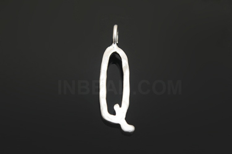 [W] S1104-Matt Rhodium Plated-(20pcs)-Hammered Brass Initial Q-Jewelry Making-Wholesale Jewelry Finding-Jewelry Supplies-Wholesale Initial, [PRODUCT_SEARCH_KEYWORD], JEWELFINGER-INBEAD, [CURRENT_CATE_NAME]