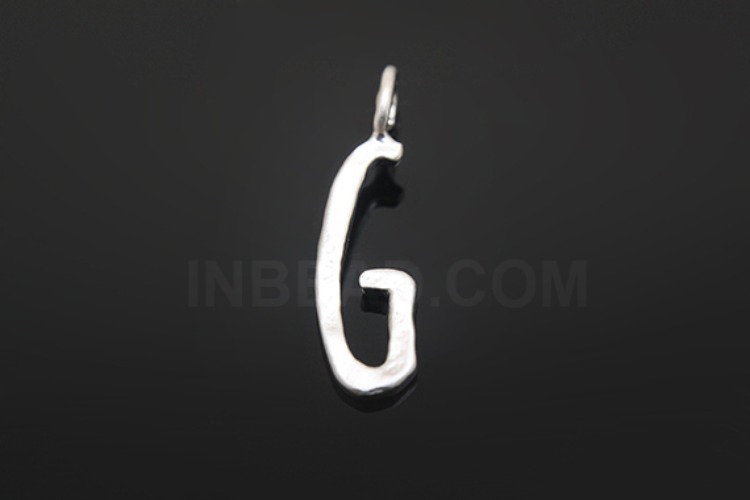 S1094-Matt Rhodium Plated-(2pcs)-Hammered Brass Initial G-Jewelry Making-Wholesale Jewelry Finding-Jewelry Supplies-Wholesale Initial, [PRODUCT_SEARCH_KEYWORD], JEWELFINGER-INBEAD, [CURRENT_CATE_NAME]