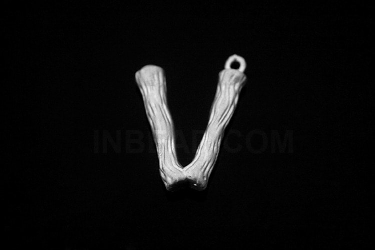 [W] S1308-Matt Rhodium Plated-(20pcs)-Initial Branch Pendant V-Jewelry Making-Wholesale Jewelry Finding-Jewelry Supplies-Wholesale Initial, [PRODUCT_SEARCH_KEYWORD], JEWELFINGER-INBEAD, [CURRENT_CATE_NAME]