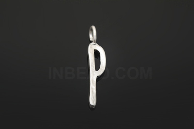 [W] S1103-Matt Rhodium Plated-(20pcs)-Hammered Brass Initial P-Jewelry Making-Wholesale Jewelry Finding-Jewelry Supplies-Wholesale Initial, [PRODUCT_SEARCH_KEYWORD], JEWELFINGER-INBEAD, [CURRENT_CATE_NAME]
