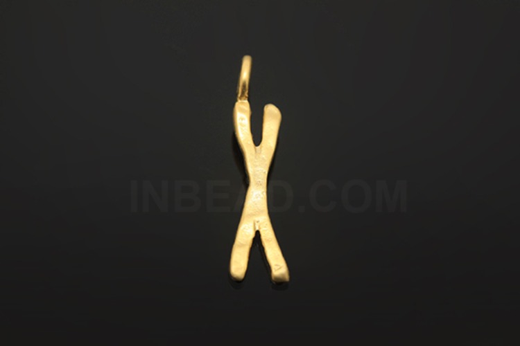 S1075-Matt Gold Plated-(2pcs)-Initial Pendant X-Jewelry Making-Wholesale Jewelry Finding-Jewelry Supplies-Wholesale Initial, [PRODUCT_SEARCH_KEYWORD], JEWELFINGER-INBEAD, [CURRENT_CATE_NAME]