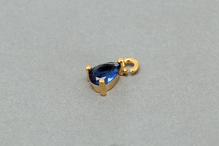 CH2064-Gold Plated-(2pcs)-Tiny Teardrop Sapphire Cubic Charms-Faceted CZ Drop Pendant-Wholesale Charms, [PRODUCT_SEARCH_KEYWORD], JEWELFINGER-INBEAD, [CURRENT_CATE_NAME]
