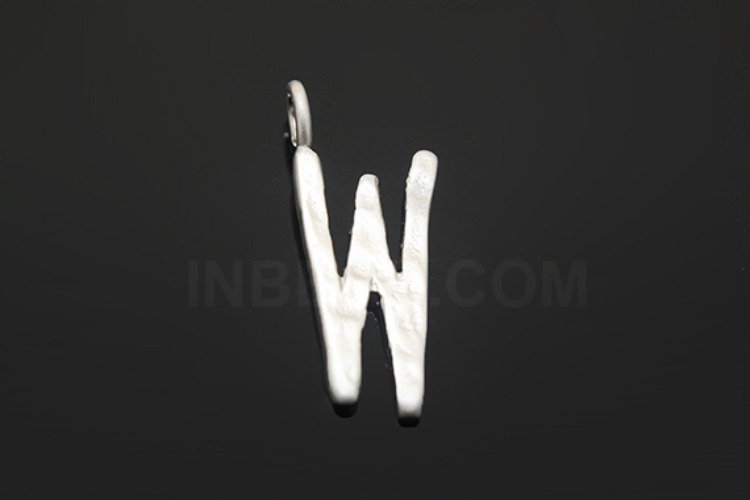 [W] S1110-Matt Rhodium Plated-(20pcs)-Hammered Brass Initial W-Jewelry Making-Wholesale Jewelry Finding-Jewelry Supplies-Wholesale Initial, [PRODUCT_SEARCH_KEYWORD], JEWELFINGER-INBEAD, [CURRENT_CATE_NAME]