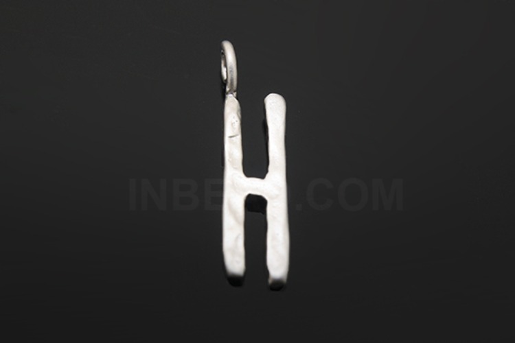 S1095-Matt Rhodium Plated-(2pcs)-Hammered Brass Initial H-Jewelry Making-Wholesale Jewelry Finding-Jewelry Supplies-Wholesale Initial, [PRODUCT_SEARCH_KEYWORD], JEWELFINGER-INBEAD, [CURRENT_CATE_NAME]