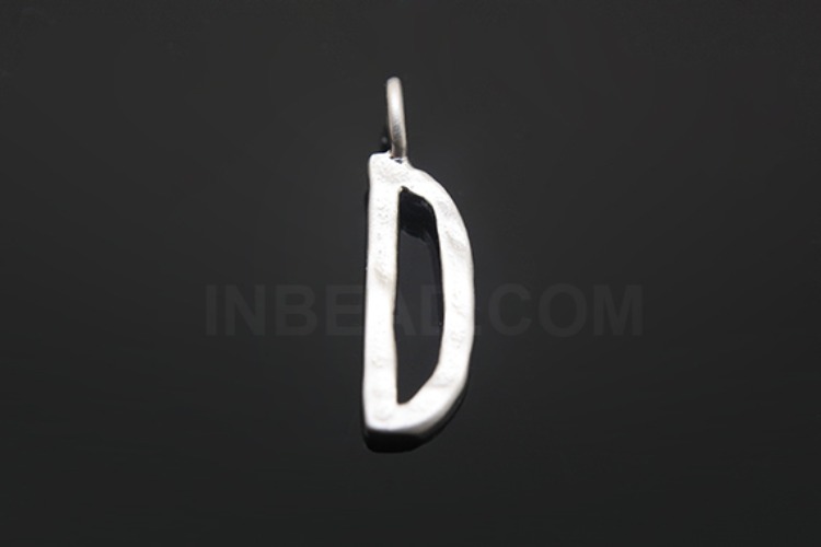 S1091-Matt Rhodium Plated-(2pcs)-Hammered Brass Initial D-Jewelry Making-Wholesale Jewelry Finding-Jewelry Supplies-Wholesale Initial, [PRODUCT_SEARCH_KEYWORD], JEWELFINGER-INBEAD, [CURRENT_CATE_NAME]