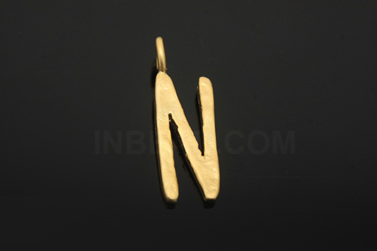 S1065-Matt Gold Plated-(2pcs)-Initial Pendant N-Jewelry Making-Wholesale Jewelry Finding-Jewelry Supplies-Wholesale Initial, [PRODUCT_SEARCH_KEYWORD], JEWELFINGER-INBEAD, [CURRENT_CATE_NAME]