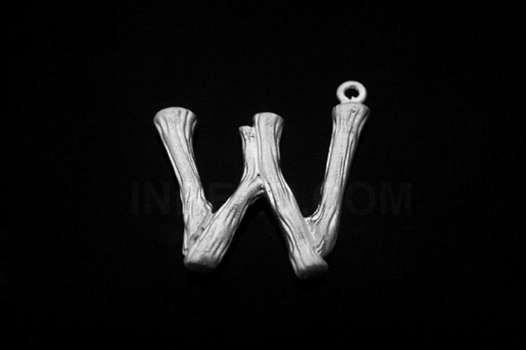 [W] S1309-Matt Rhodium Plated-(20pcs)-Initial Branch Pendant W-Jewelry Making-Wholesale Jewelry Finding-Jewelry Supplies-Wholesale Initial, [PRODUCT_SEARCH_KEYWORD], JEWELFINGER-INBEAD, [CURRENT_CATE_NAME]
