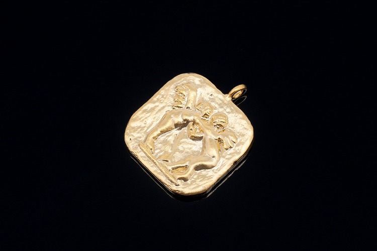 H424-Matt Gold Plated-(2pcs)-Guardian Angel Charms-Medalion Angel Pendant-Wholesale Charms, [PRODUCT_SEARCH_KEYWORD], JEWELFINGER-INBEAD, [CURRENT_CATE_NAME]