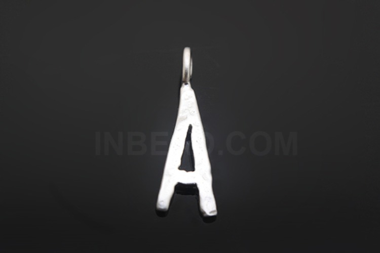 S1088-Matt Rhodium Plated-(2pcs)-Hammered Brass Initial A-Jewelry Making-Wholesale Jewelry Finding-Jewelry Supplies-Wholesale Initial, [PRODUCT_SEARCH_KEYWORD], JEWELFINGER-INBEAD, [CURRENT_CATE_NAME]