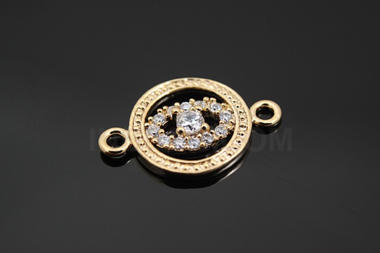 [W] M682-Gold Plated-(20pcs)-CZ Evil Eye Connector-Evil Eye Pendant-Wholesale Connectors, [PRODUCT_SEARCH_KEYWORD], JEWELFINGER-INBEAD, [CURRENT_CATE_NAME]