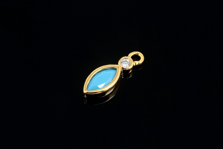 [W] CH2067-Gold Plated-(20pcs)-Tiny Turquoise Cubic Charms-Faceted CZ  Pendant-Wholesale Charms, [PRODUCT_SEARCH_KEYWORD], JEWELFINGER-INBEAD, [CURRENT_CATE_NAME]