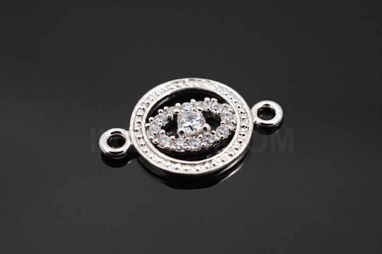 [W] M683-Rhodium Plated-(20pcs)-CZ Evil Eye Connector-Evil Eye Pendant-Wholesale Connectors, [PRODUCT_SEARCH_KEYWORD], JEWELFINGER-INBEAD, [CURRENT_CATE_NAME]