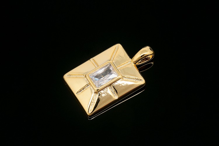 CH2077-Gold Plated-(1piece)-CZ Rectangle Charm-CZ Medallion Pendant-Wholesale Pendants, [PRODUCT_SEARCH_KEYWORD], JEWELFINGER-INBEAD, [CURRENT_CATE_NAME]
