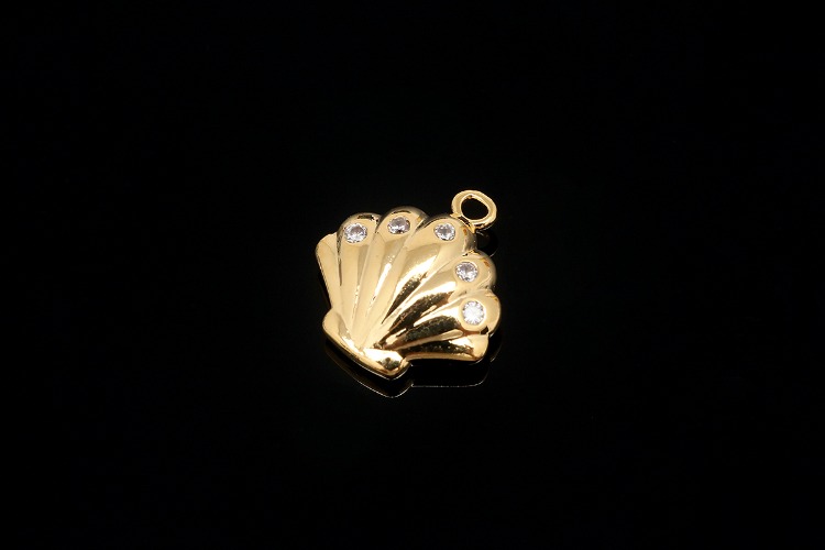 [W] E908-Gold Plated-(20pcs)-CZ Small Clam Charms-Tiny Shell Pendant-Wholesale Charms, [PRODUCT_SEARCH_KEYWORD], JEWELFINGER-INBEAD, [CURRENT_CATE_NAME]