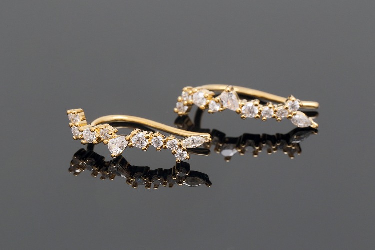CH2075-Gold Plated (1pairs)-CZ Ear Climbers-Cubic Earrings-Simple Ear Cuff-Nickel Free, [PRODUCT_SEARCH_KEYWORD], JEWELFINGER-INBEAD, [CURRENT_CATE_NAME]