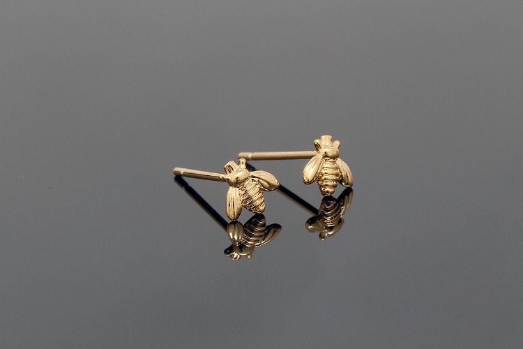 [W] CH2074-Gold Plated-(10pairs)-6mm Tiny Bee Earrings-Honey Bee Post Earrings-Nickel Free, [PRODUCT_SEARCH_KEYWORD], JEWELFINGER-INBEAD, [CURRENT_CATE_NAME]