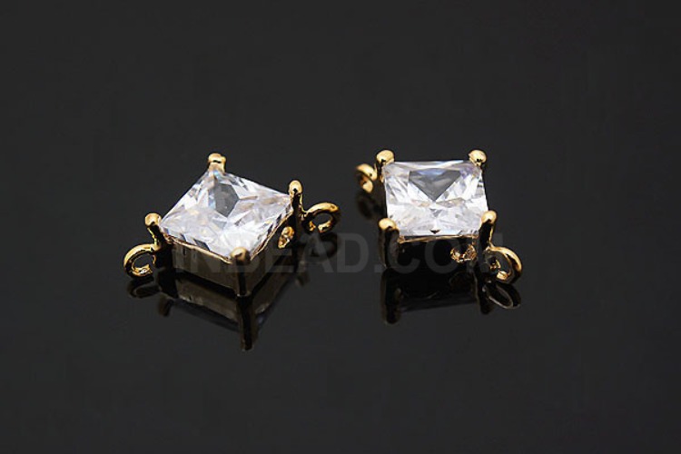 C851-Gold Plated-(2pcs)-Tiny Cubic Connector-Wedding jewelry Connector-Wholesale Connectors, [PRODUCT_SEARCH_KEYWORD], JEWELFINGER-INBEAD, [CURRENT_CATE_NAME]