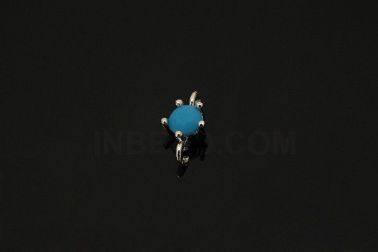 [W] S1241-Rhodium Plated-(50pcs)-4mm Turquoise-Birthstone Turquoise-Jewelry Making-Wholesale Jewelry Finding-Jewelry Supplies-Wholesale Connecters, [PRODUCT_SEARCH_KEYWORD], JEWELFINGER-INBEAD, [CURRENT_CATE_NAME]