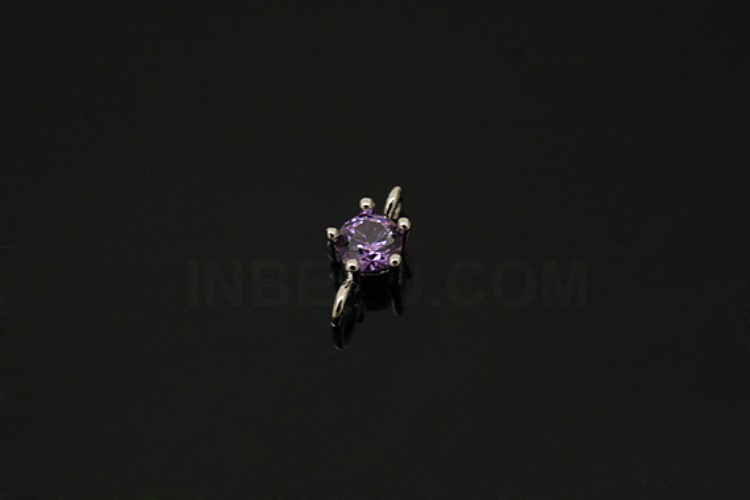 [W] S1231-Rhodium Plated-(50pcs)-4mm Amethyst-Birthstone Amethyst-Jewelry Making-Wholesale Jewelry Finding-Jewelry Supplies-Wholesale Connecters, [PRODUCT_SEARCH_KEYWORD], JEWELFINGER-INBEAD, [CURRENT_CATE_NAME]
