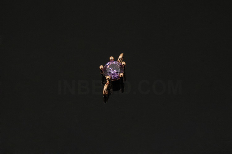 [W] S1243-Pink Gold Plated-(50pcs)-4mm Amethyst-Birthstone Amethyst-Jewelry Making-Wholesale Jewelry Finding-Jewelry Supplies-Wholesale Connecters, [PRODUCT_SEARCH_KEYWORD], JEWELFINGER-INBEAD, [CURRENT_CATE_NAME]