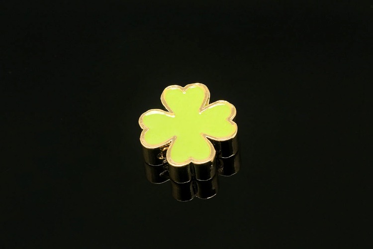 H653-Gold Plated-(1piece)-9mm Light Green Epoxy Clover Charms-Tiny Clover Beads-Wholesale Metal Beads, [PRODUCT_SEARCH_KEYWORD], JEWELFINGER-INBEAD, [CURRENT_CATE_NAME]