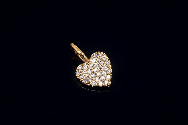 [W] CH6096-Gold Plated-(20pcs)-8*13mm CZ Heart Charms-Tiny Heart Pendant-Jewelry Making Supply-Wholesale Charms, [PRODUCT_SEARCH_KEYWORD], JEWELFINGER-INBEAD, [CURRENT_CATE_NAME]