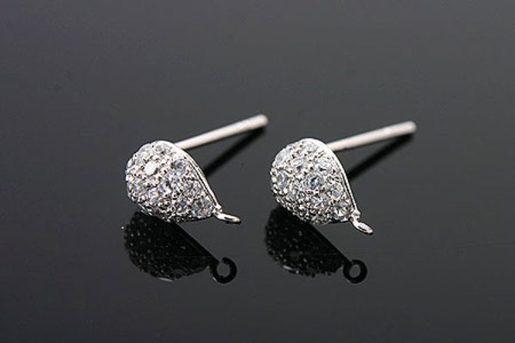 K382-Rhodium Plated-(1pairs)-CZ Earring Component-Wholesale Silver Earrings, [PRODUCT_SEARCH_KEYWORD], JEWELFINGER-INBEAD, [CURRENT_CATE_NAME]