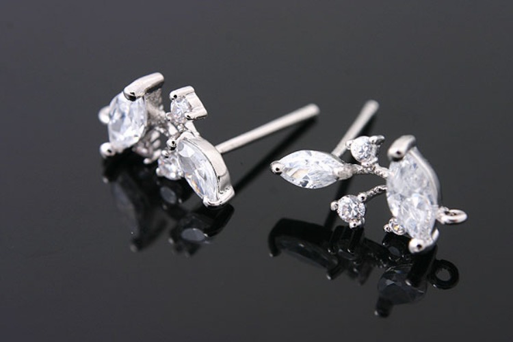 K466-Rhodium Plated-(1pairs)-CZ Earring Component-Wholesale Silver Earrings, [PRODUCT_SEARCH_KEYWORD], JEWELFINGER-INBEAD, [CURRENT_CATE_NAME]