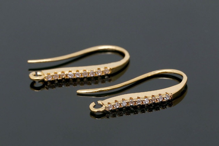 CH6092-Gold Plated (1pairs)-20*1.8mm CZ Earrings-Wedding Bridal Earrings-Nickel Free, [PRODUCT_SEARCH_KEYWORD], JEWELFINGER-INBEAD, [CURRENT_CATE_NAME]