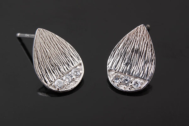 [W] K556-Rhodium Plated-(10pairs)-CZ Earring Component-Wholesale Silver Earrings, [PRODUCT_SEARCH_KEYWORD], JEWELFINGER-INBEAD, [CURRENT_CATE_NAME]