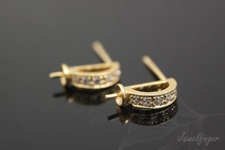 K432-Gold Plated-(1pairs)-CZ Earring Component-Wholesale Silver Earrings, [PRODUCT_SEARCH_KEYWORD], JEWELFINGER-INBEAD, [CURRENT_CATE_NAME]
