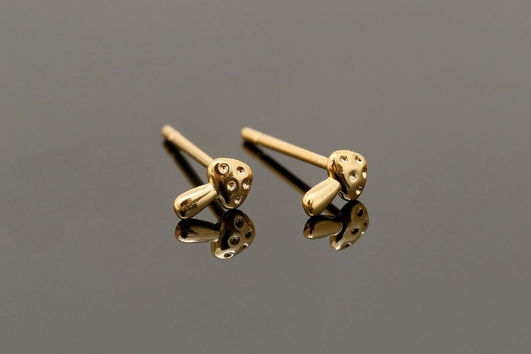 [W] CH6080-Gold Plated-(10pairs)-6*4mm Tiny Mushroom Earrings-Nickel Free, [PRODUCT_SEARCH_KEYWORD], JEWELFINGER-INBEAD, [CURRENT_CATE_NAME]