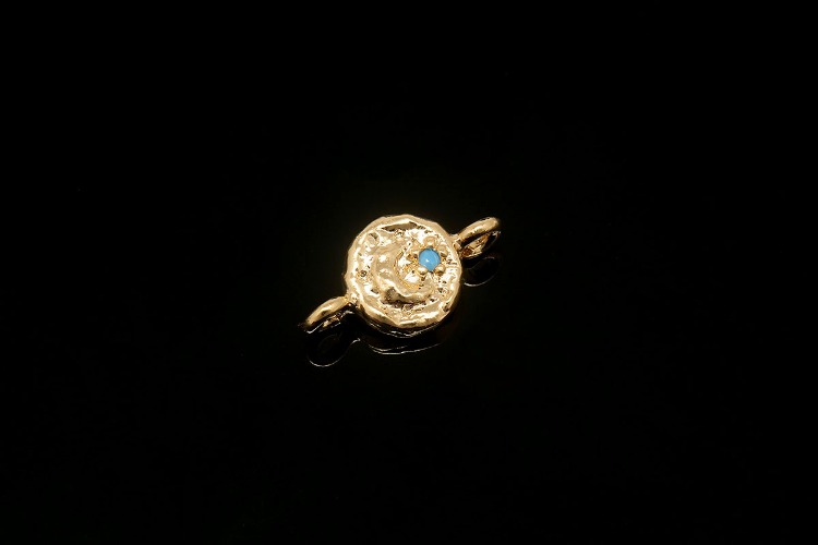 [W] M675-Gold Plated-(20pcs)-11.5*6mm Tiny Star&amp;Moon Charms-2 Loop Turquoise CZ Connectors-Wholesale Connectors, [PRODUCT_SEARCH_KEYWORD], JEWELFINGER-INBEAD, [CURRENT_CATE_NAME]