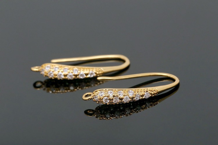 CH6093-Gold Plated (1pairs)-20*3mm CZ Earrings-Wedding Bridal Earrings-Nickel Free, [PRODUCT_SEARCH_KEYWORD], JEWELFINGER-INBEAD, [CURRENT_CATE_NAME]