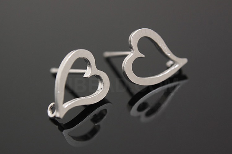 K156-Rhodium Plated-(1pairs)-Love Earring Component-Wholesale Silver Earrings, [PRODUCT_SEARCH_KEYWORD], JEWELFINGER-INBEAD, [CURRENT_CATE_NAME]