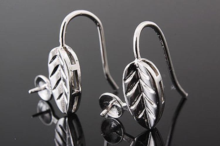 K073-Rhodium Plated-(1pairs)-Leaf Earring Component-Wholesale Silver Earrings, [PRODUCT_SEARCH_KEYWORD], JEWELFINGER-INBEAD, [CURRENT_CATE_NAME]
