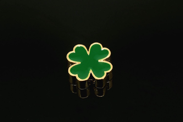 [W] M1564-Gold Plated-(20pcs)-9mm Green Epoxy Clover Charms-Tiny Clover Beads-Wholesale Metal Beads, [PRODUCT_SEARCH_KEYWORD], JEWELFINGER-INBEAD, [CURRENT_CATE_NAME]
