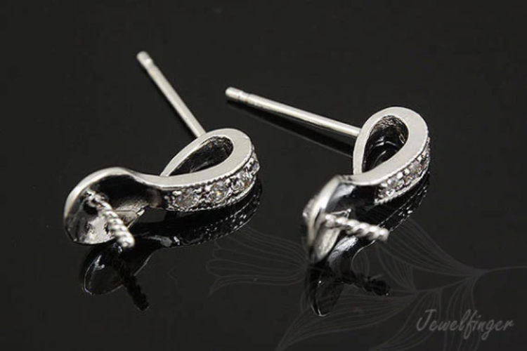 [W] K784-Rhodium Plated-(10pairs)-CZ Earring Component-Wholesale Silver Earrings, [PRODUCT_SEARCH_KEYWORD], JEWELFINGER-INBEAD, [CURRENT_CATE_NAME]