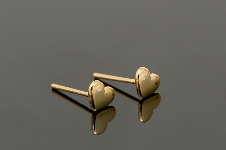 CH6081-Gold Plated-(1pairs)-6*5mm Tiny Heart Earrings-Nickel Free, [PRODUCT_SEARCH_KEYWORD], JEWELFINGER-INBEAD, [CURRENT_CATE_NAME]