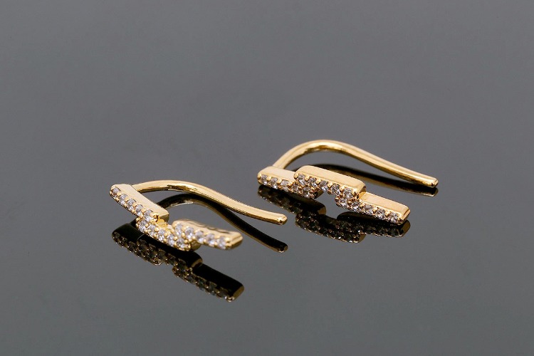[W] CH6087-Gold Plated (10pairs)-14*3mm CZ Ear Climbers-Cubic Earrings-Simple Ear Cuff-Nickel Free, [PRODUCT_SEARCH_KEYWORD], JEWELFINGER-INBEAD, [CURRENT_CATE_NAME]
