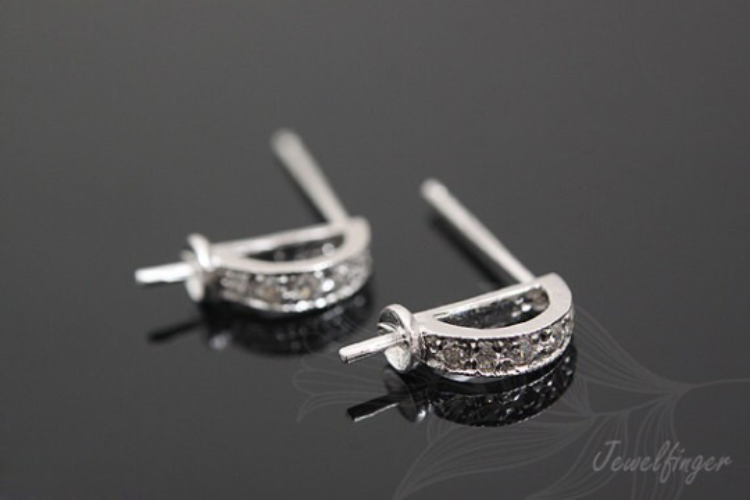 K434-Rhodium Plated-(1pairs)-CZ Earring Component-Wholesale Silver Earrings, [PRODUCT_SEARCH_KEYWORD], JEWELFINGER-INBEAD, [CURRENT_CATE_NAME]