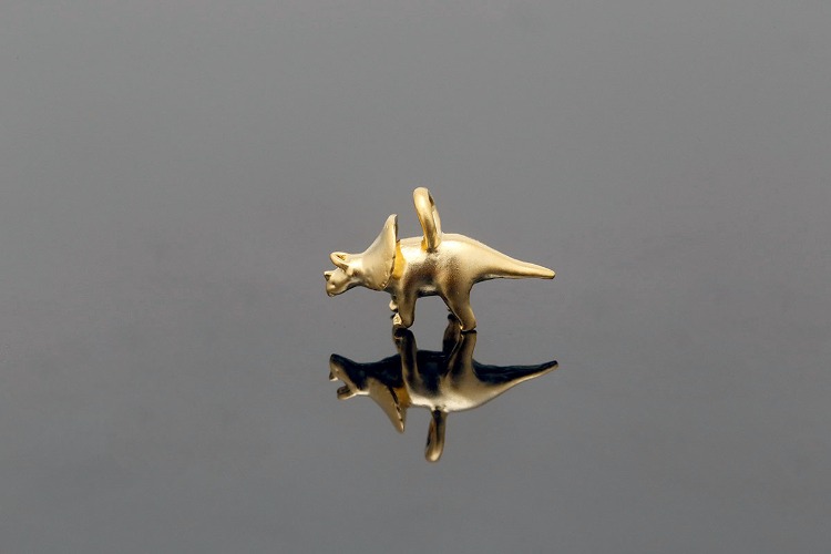 [W] C845-Matt Gold Plated-(20pcs)-Tiny Triceratops Charm-Metal Charms-Animal Charms-Dinosaur Pendant-Wholesale Charms, [PRODUCT_SEARCH_KEYWORD], JEWELFINGER-INBEAD, [CURRENT_CATE_NAME]