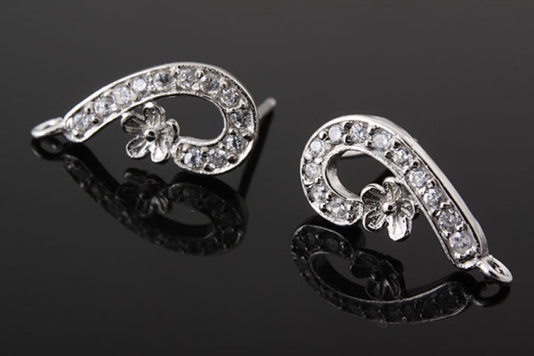 K173-Rhodium Plated-(1pairs)-CZ Earring Component-Wholesale Silver Earrings, [PRODUCT_SEARCH_KEYWORD], JEWELFINGER-INBEAD, [CURRENT_CATE_NAME]