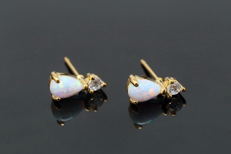 [W] CH6077-Gold Plated-(10pairs)-10*5mm Tiny Opal Earrings-Nickel Free, [PRODUCT_SEARCH_KEYWORD], JEWELFINGER-INBEAD, [CURRENT_CATE_NAME]