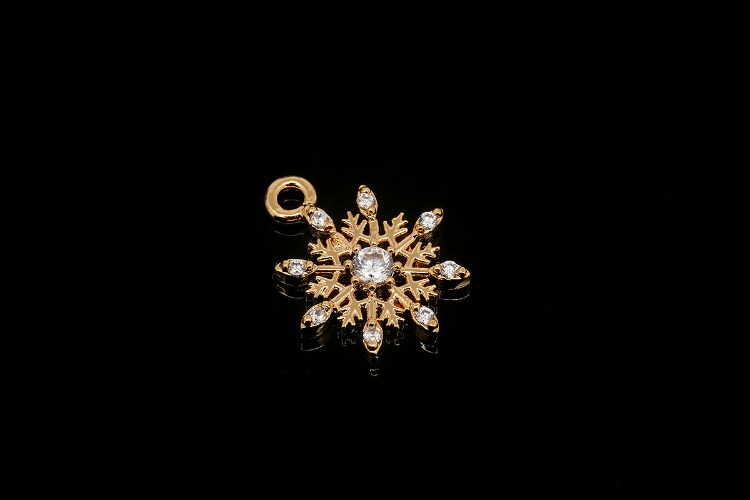 H869-Gold Plated-(2pcs)-13*10.5mm Snow Flake Charm-Cubic Snow Flake Pendant-Wholesale Charms, [PRODUCT_SEARCH_KEYWORD], JEWELFINGER-INBEAD, [CURRENT_CATE_NAME]