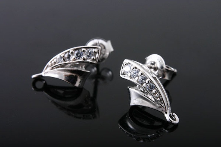 [W] K493-Rhodium Plated-(10pairs)-CZ Earring Component-Wholesale Silver Earrings, [PRODUCT_SEARCH_KEYWORD], JEWELFINGER-INBEAD, [CURRENT_CATE_NAME]