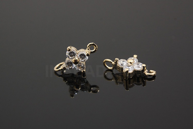 K612-Gold Plated-(2pcs)-CZ Flower Silver-Wholesale Silver Connects, [PRODUCT_SEARCH_KEYWORD], JEWELFINGER-INBEAD, [CURRENT_CATE_NAME]