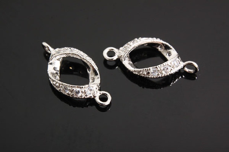 K751-Rhodium Plated-(1piece)-7*14.5mm CZ Silver Connects-Wholesale Silver Connects, [PRODUCT_SEARCH_KEYWORD], JEWELFINGER-INBEAD, [CURRENT_CATE_NAME]